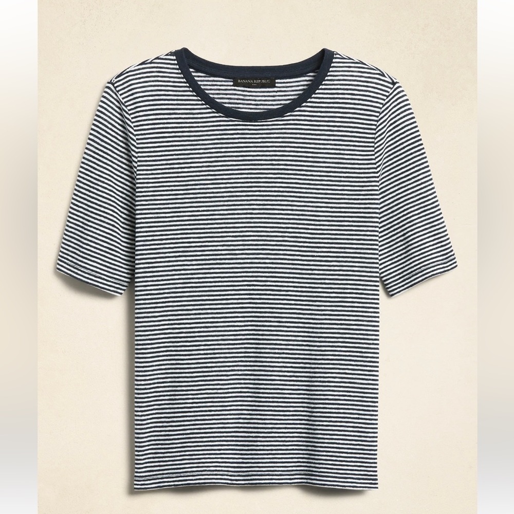 NWOT Banana Republic Linen Blend Striped Tee